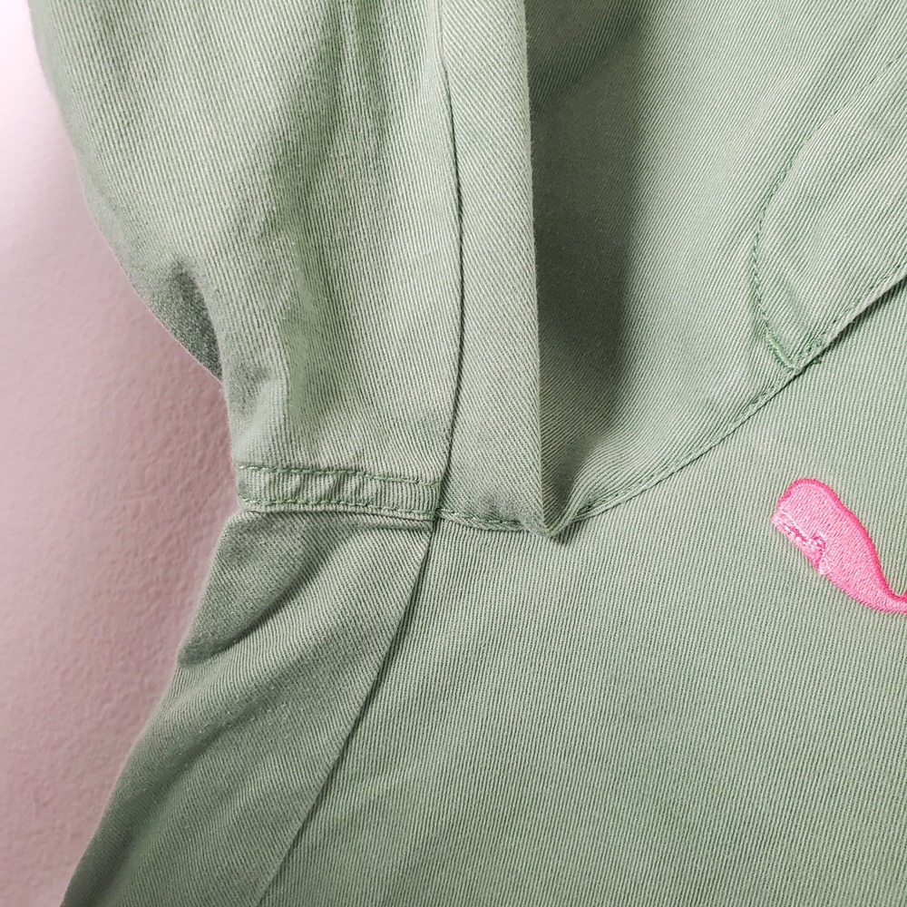 J Crew Vintage Whale Chino Crop Pants Favorite Fit Green Cotton Pink Embroidery - Picture 7 of 13